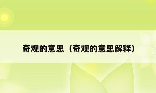 奇观的意思（奇观的意思解释）