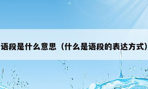 语段是什么意思（什么是语段的表达方式）