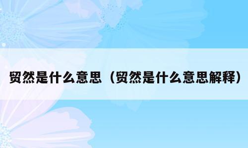 贸然是什么意思（贸然是什么意思解释）