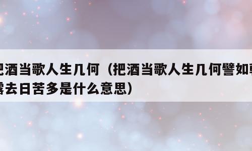 把酒当歌人生几何（把酒当歌人生几何譬如朝露去日苦多是什么意思）