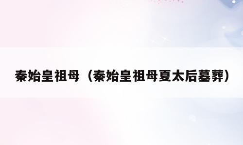 秦始皇祖母（秦始皇祖母夏太后墓葬）