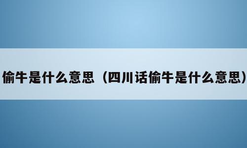 偷牛是什么意思（四川话偷牛是什么意思）