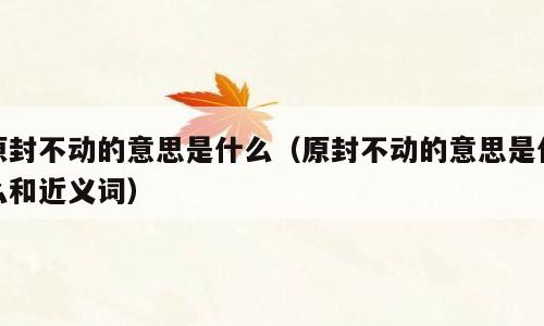原封不动的意思是什么（原封不动的意思是什么和近义词）