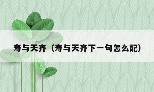寿与天齐（寿与天齐下一句怎么配）
