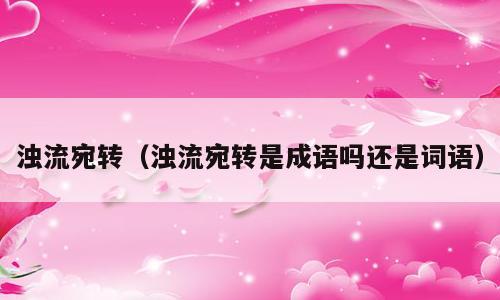 浊流宛转（浊流宛转是成语吗还是词语）