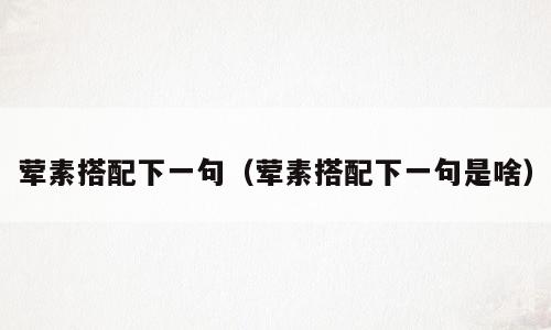 荤素搭配下一句（荤素搭配下一句是啥）