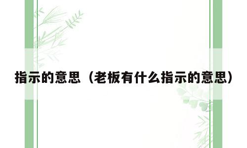 指示的意思（老板有什么指示的意思）