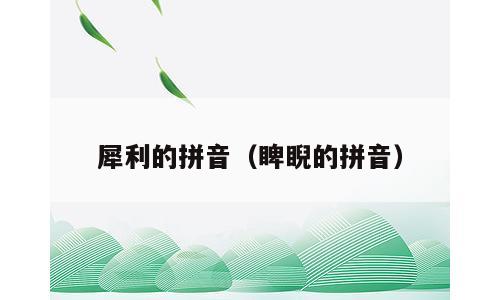 犀利的拼音（睥睨的拼音）