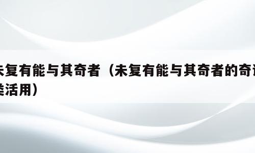 未复有能与其奇者（未复有能与其奇者的奇词类活用）