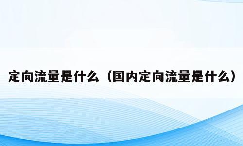 定向流量是什么（国内定向流量是什么）