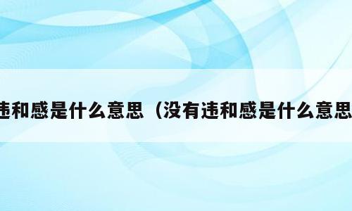违和感是什么意思（没有违和感是什么意思）