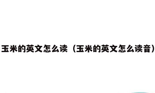 玉米的英文怎么读（玉米的英文怎么读音）