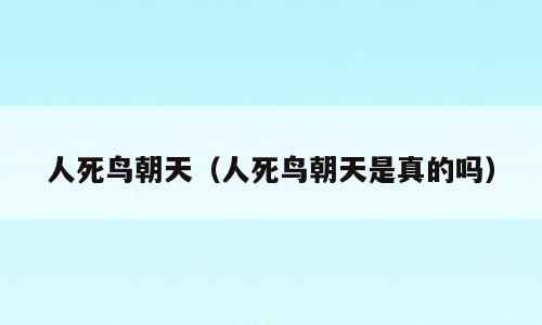 人死鸟朝天（人死鸟朝天是真的吗）