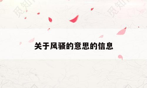 关于风骚的意思的信息