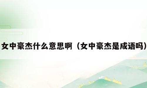 女中豪杰什么意思啊（女中豪杰是成语吗）