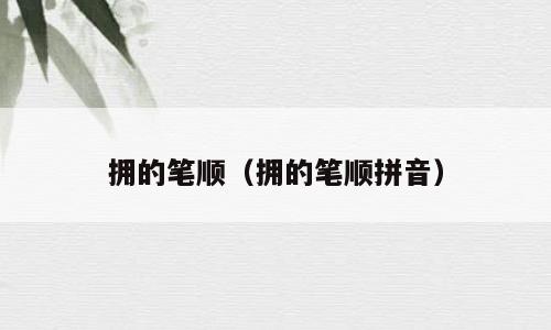 拥的笔顺（拥的笔顺拼音）