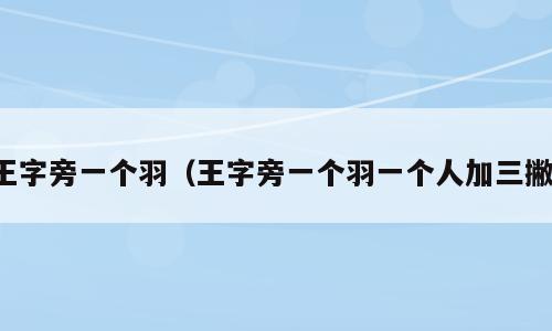 王字旁一个羽（王字旁一个羽一个人加三撇）