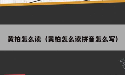 黄柏怎么读（黄柏怎么读拼音怎么写）