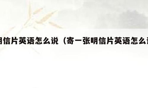 明信片英语怎么说（寄一张明信片英语怎么说）