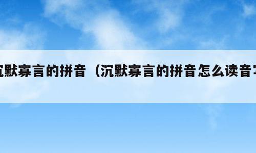 沉默寡言的拼音（沉默寡言的拼音怎么读音写）