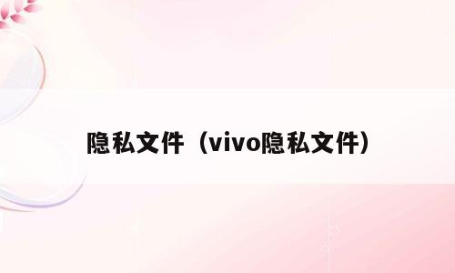 隐私文件（vivo隐私文件）