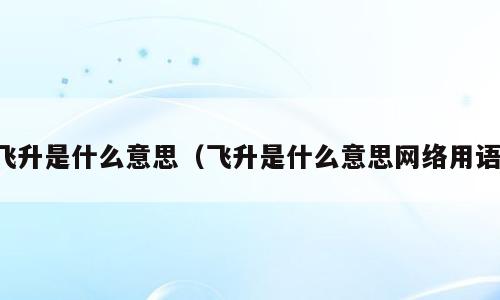 飞升是什么意思（飞升是什么意思网络用语）