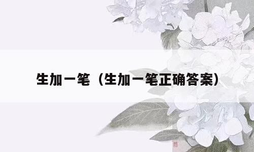 生加一笔（生加一笔正确答案）