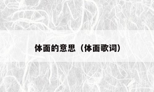 体面的意思（体面歌词）