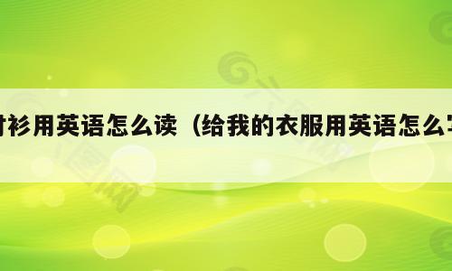 衬衫用英语怎么读（给我的衣服用英语怎么写）