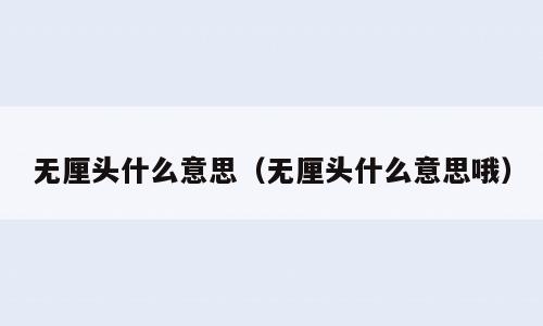 无厘头什么意思（无厘头什么意思哦）