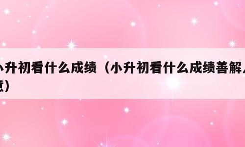 小升初看什么成绩（小升初看什么成绩善解人意）