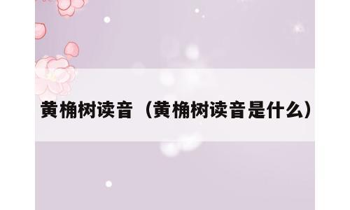 黄桷树读音（黄桷树读音是什么）