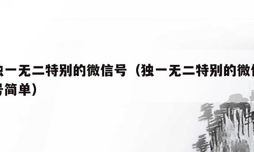 独一无二特别的微信号（独一无二特别的微信号简单）