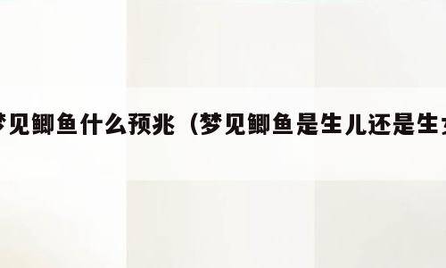 梦见鲫鱼什么预兆（梦见鲫鱼是生儿还是生女）