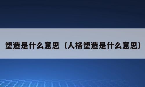 塑造是什么意思（人格塑造是什么意思）