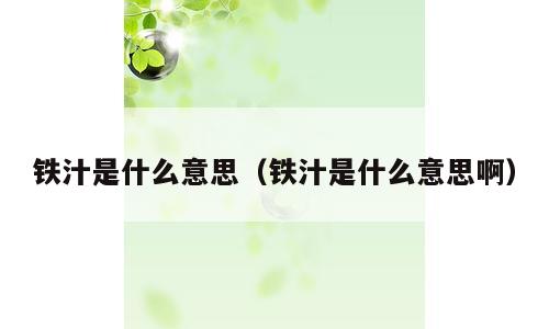 铁汁是什么意思（铁汁是什么意思啊）