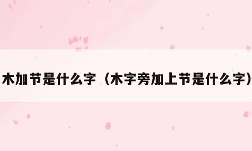 木加节是什么字（木字旁加上节是什么字）