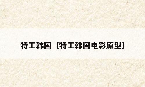 特工韩国（特工韩国电影原型）