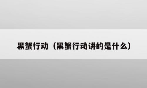 黑蟹行动（黑蟹行动讲的是什么）