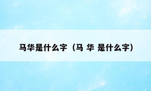 马华是什么字（马 华 是什么字）
