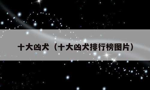 十大凶犬（十大凶犬排行榜图片）