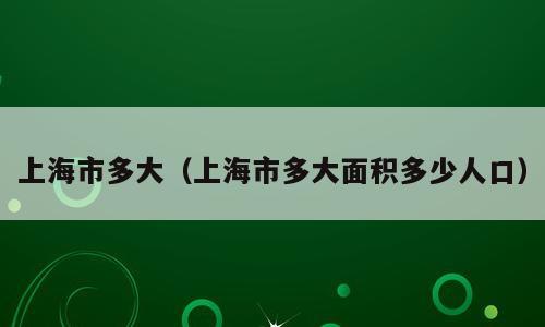 上海市多大（上海市多大面积多少人口）
