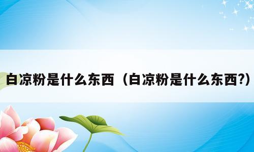 白凉粉是什么东西（白凉粉是什么东西?）