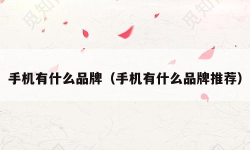 手机有什么品牌（手机有什么品牌推荐）
