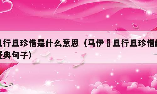 且行且珍惜是什么意思（马伊琍且行且珍惜的经典句子）
