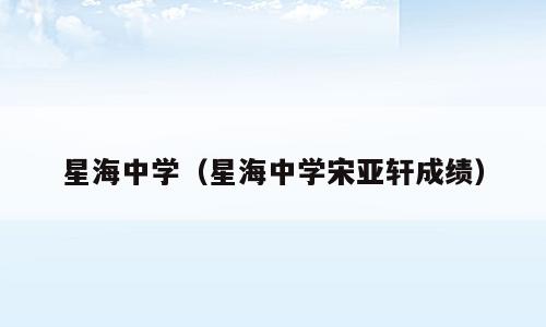 星海中学（星海中学宋亚轩成绩）
