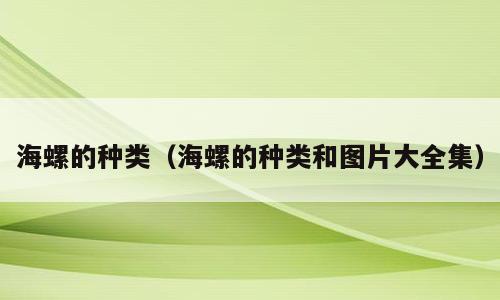 海螺的种类（海螺的种类和图片大全集）