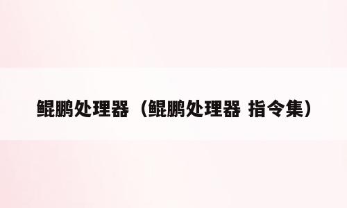 鲲鹏处理器（鲲鹏处理器 指令集）