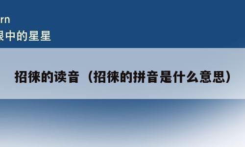 招徕的读音（招徕的拼音是什么意思）
