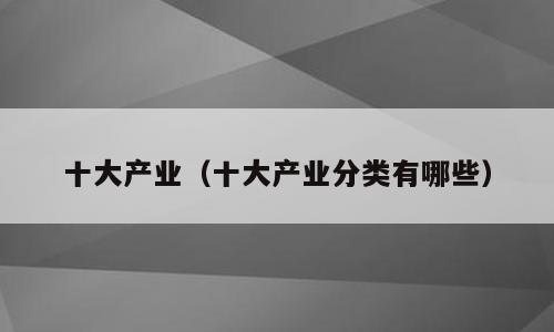 十大产业（十大产业分类有哪些）